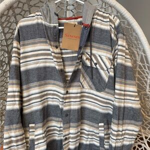 Simms Black and Slate Flannel Hoody